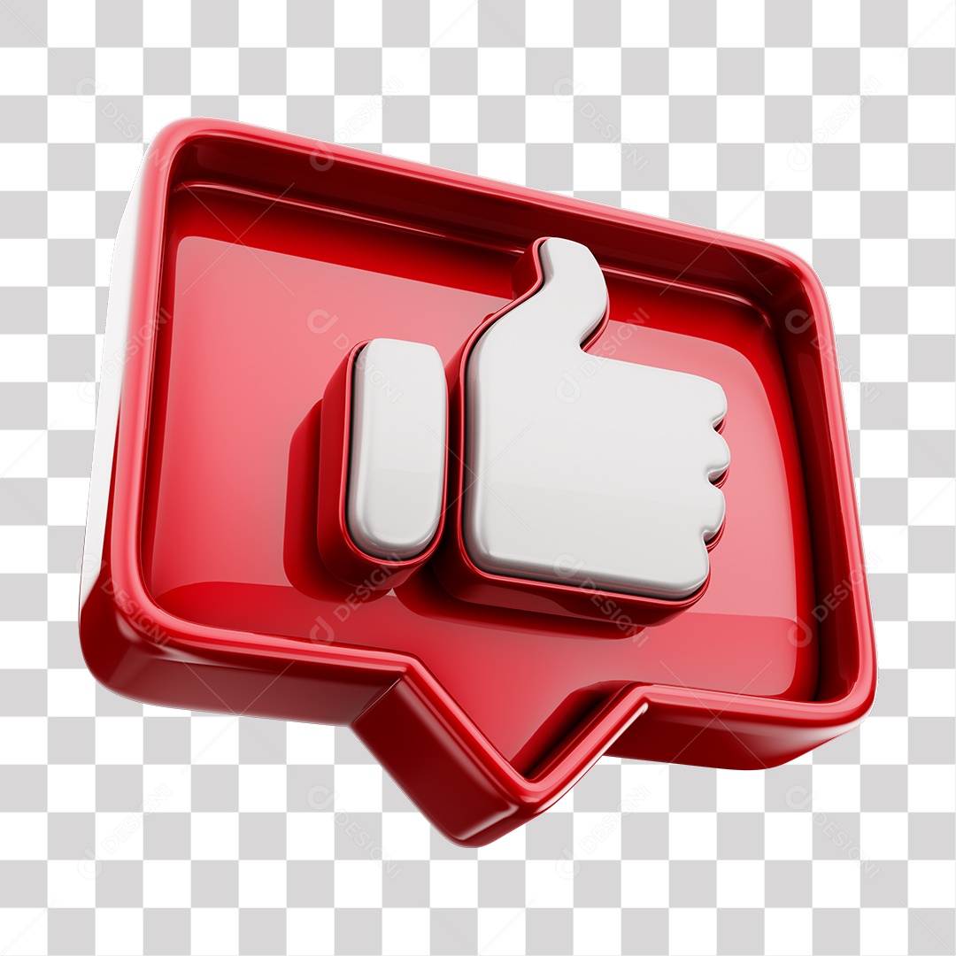 Emoji de Curtida Vermelha Mão Branca Elemento 3D Para Composição PNG Transparente