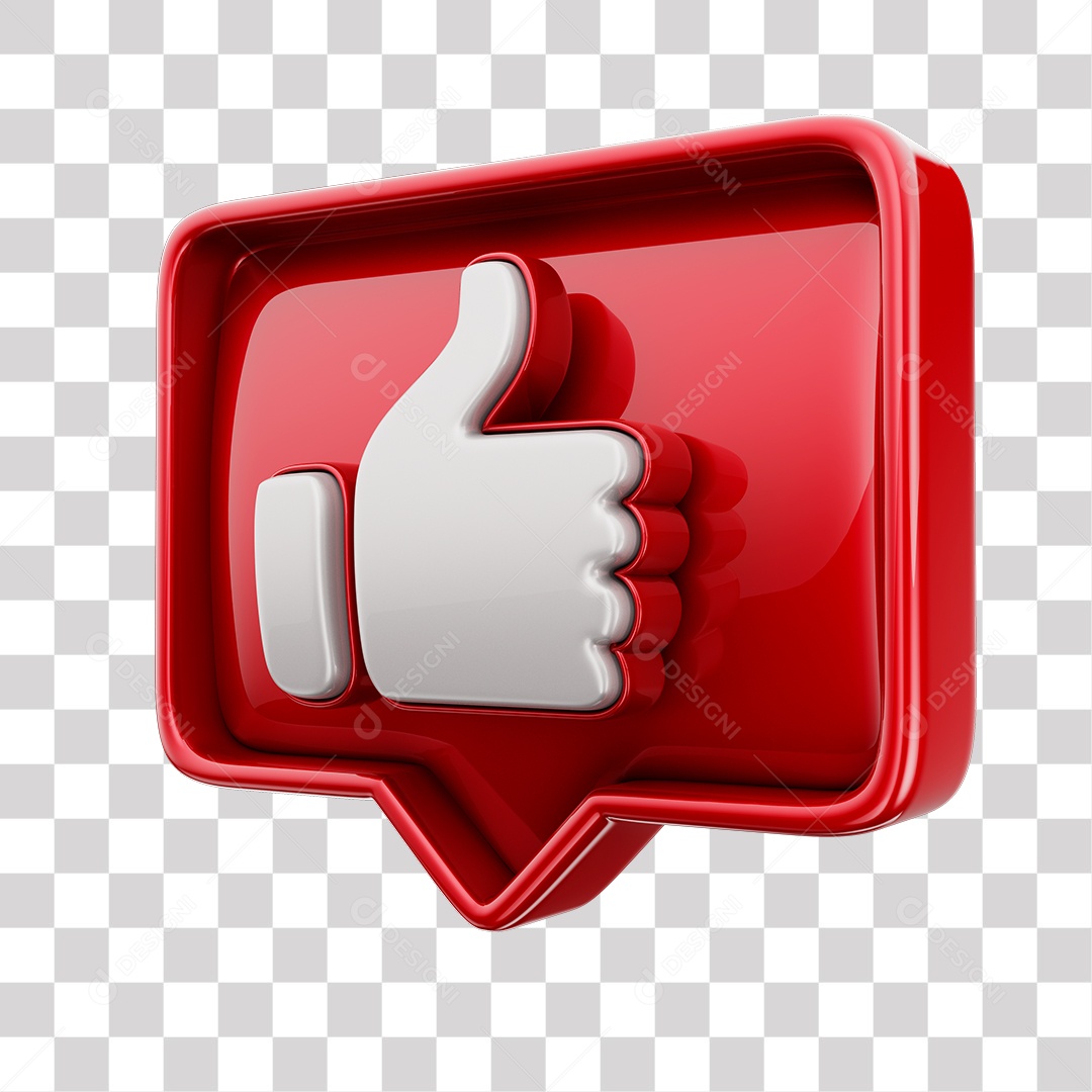 Emoji de Curtida Vermelha Mão Branca Elemento 3D Para Composição PNG Transparente