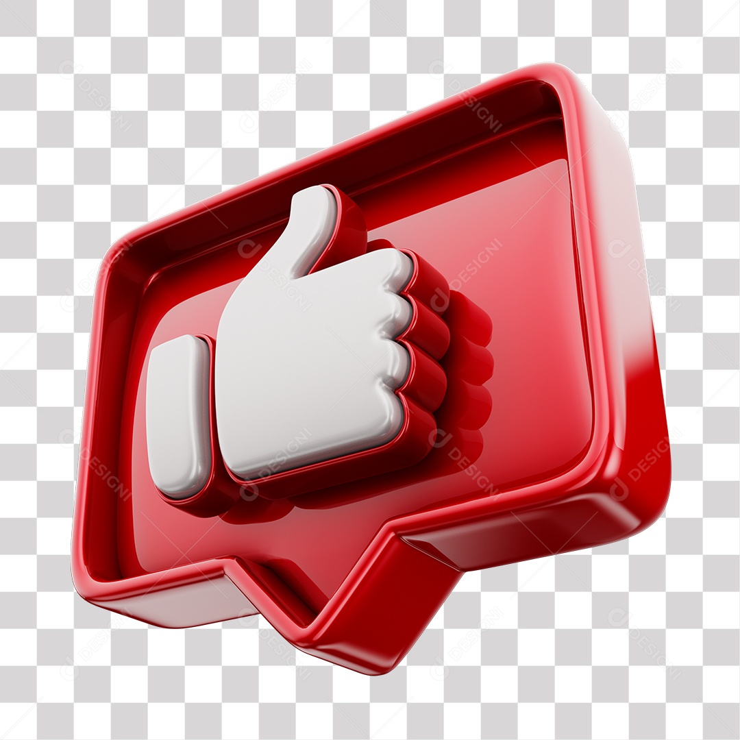 Emoji de Curtida Vermelha Mão Branca Elemento 3D Para Composição PNG Transparente