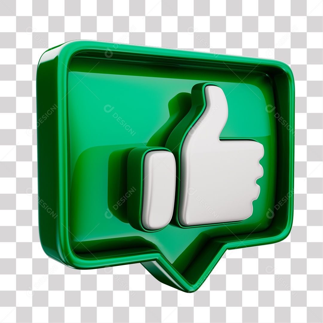 Emoji de Curtida Verde Mão Branca Elemento 3D Para Composição PNG Transparente