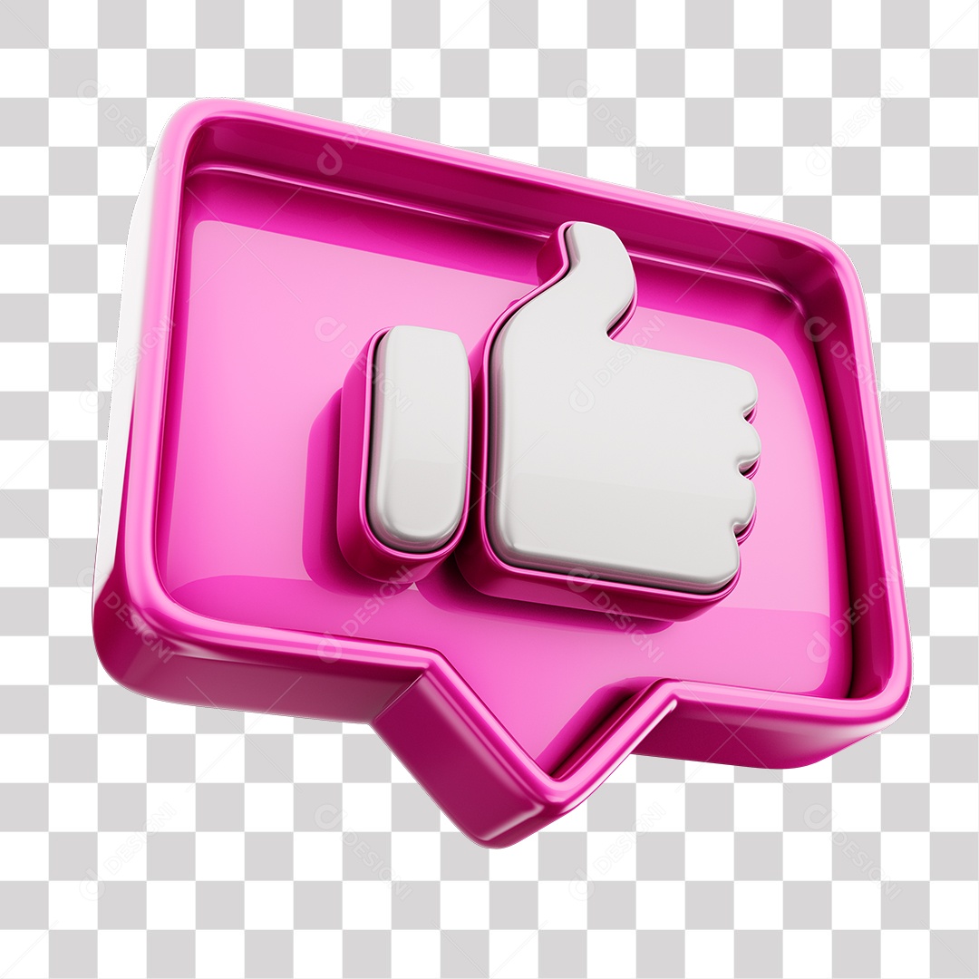 Emoji de Curtida Rosa Mão Branca Elemento 3D Para Composição PNG Transparente