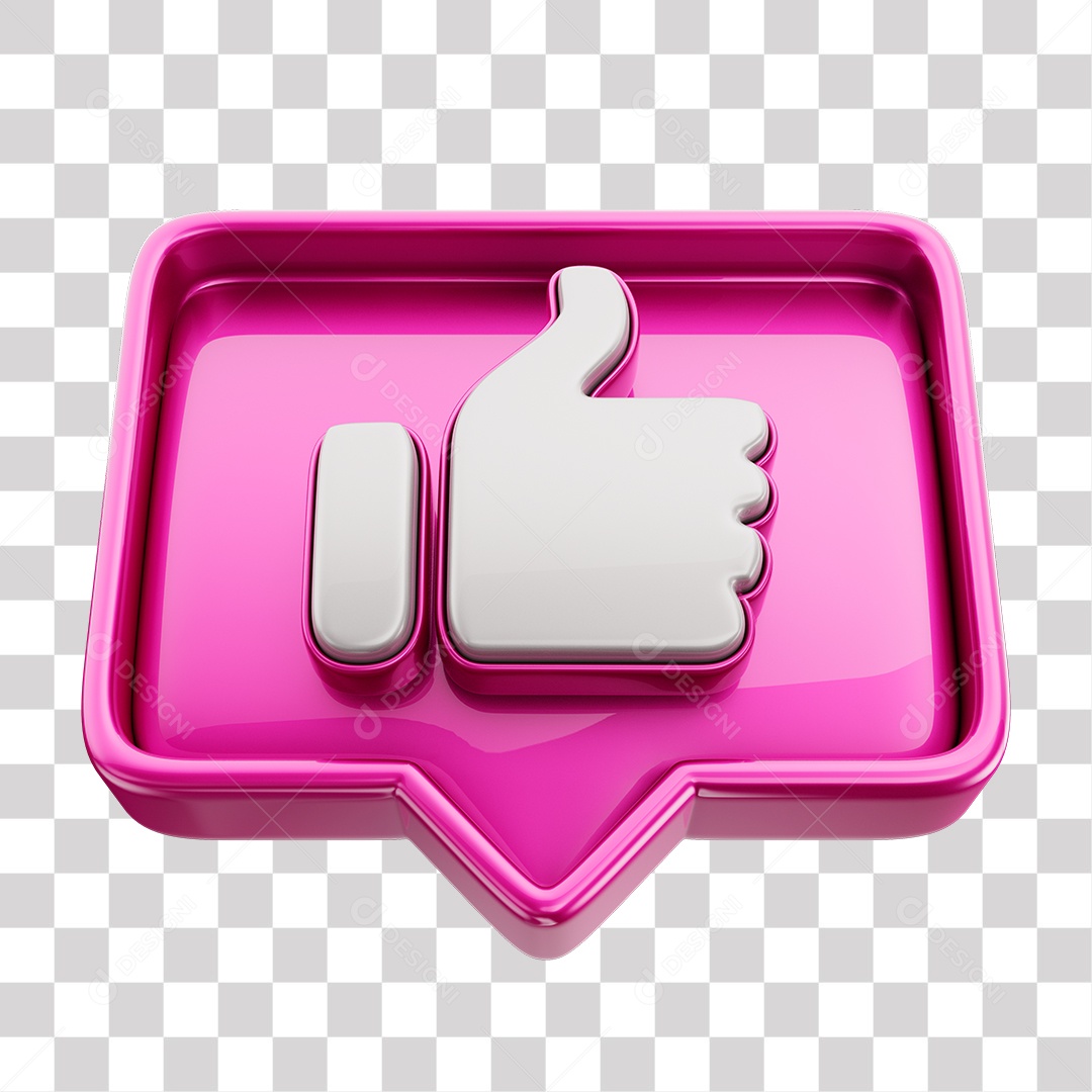 Emoji de Curtida Rosa Mão Branca Elemento 3D Para Composição PNG Transparente