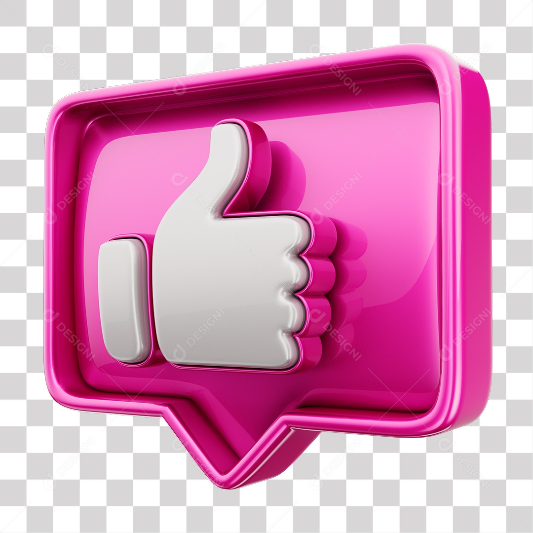 Emoji de Curtida Rosa Mão Branca Elemento 3D Para Composição PNG Transparente