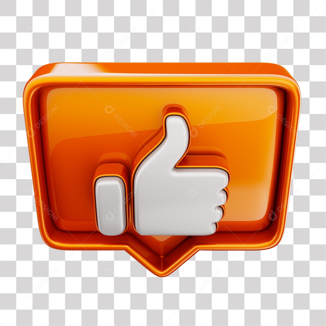 Emoji de Curtida Laranja Mão Branca Elemento 3D Para Composição PNG Transparente