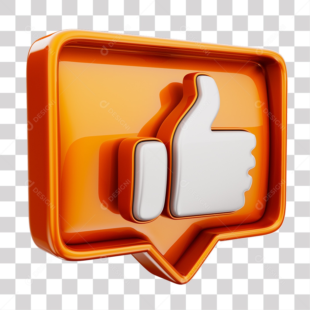Emoji de Curtida Laranja Mão Branca Elemento 3D Para Composição PNG Transparente