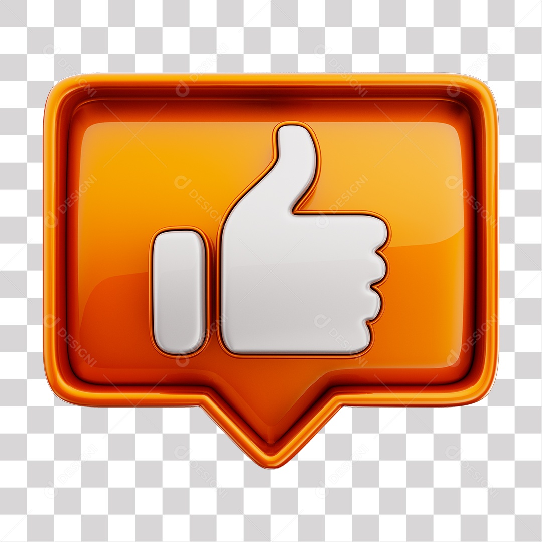 Emoji de Curtida Laranja Mão Branca Elemento 3D Para Composição PNG Transparente