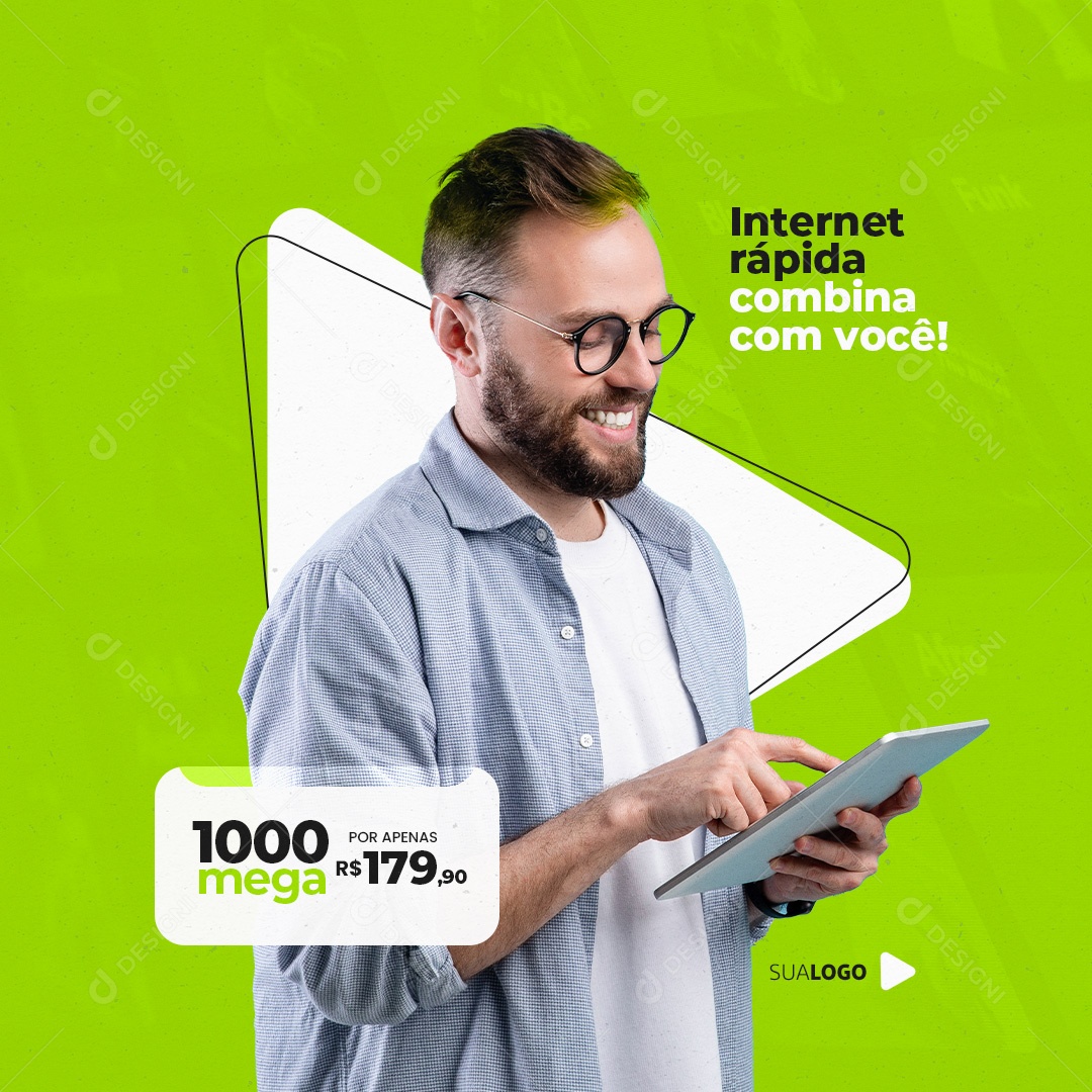 Post Provedor Internet Rápida Combina com você! Social Media PSD Editável