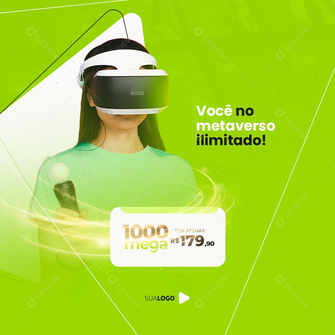 Provedor de Internet você no Metaverso Ilimitado Social Media PSD Editável