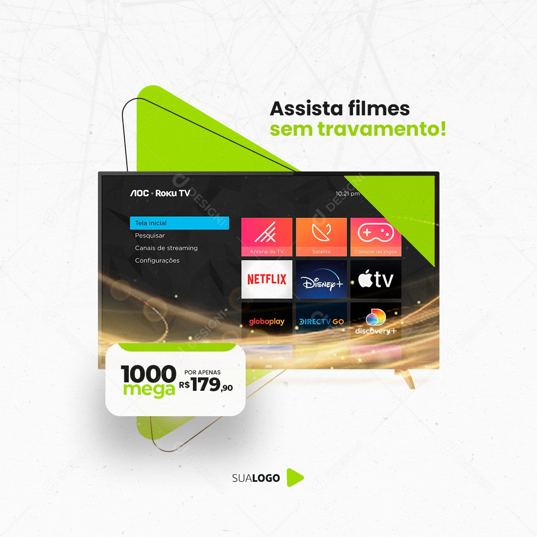 Provedor de Internet Assiste Filmes sem Travamento Social Media PSD Editável