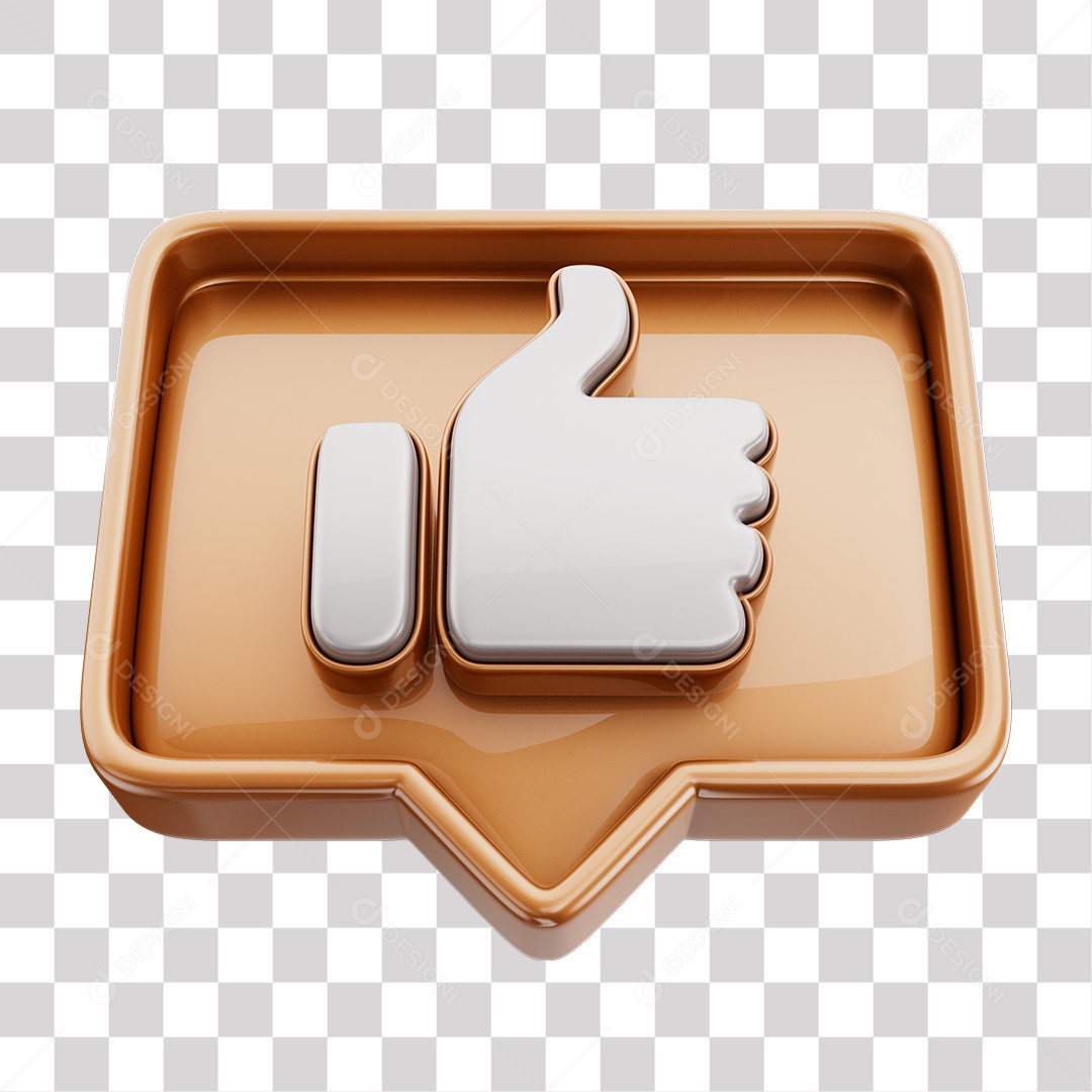 Emoji de Curtida Bege Mão Branca Elemento 3D Para Composição PNG Transparente