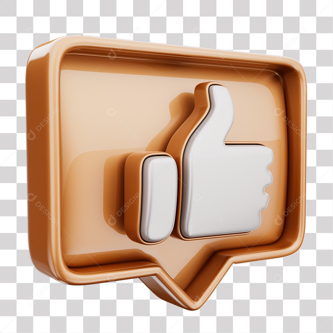 Emoji de Curtida Bege Mão Branca Elemento 3D Para Composição PNG Transparente