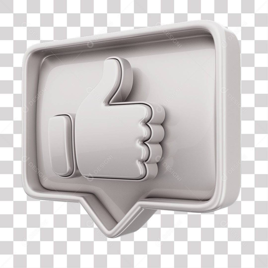 Emoji de Curtida Mão Branca Elemento 3D Para Composição PNG Transparente