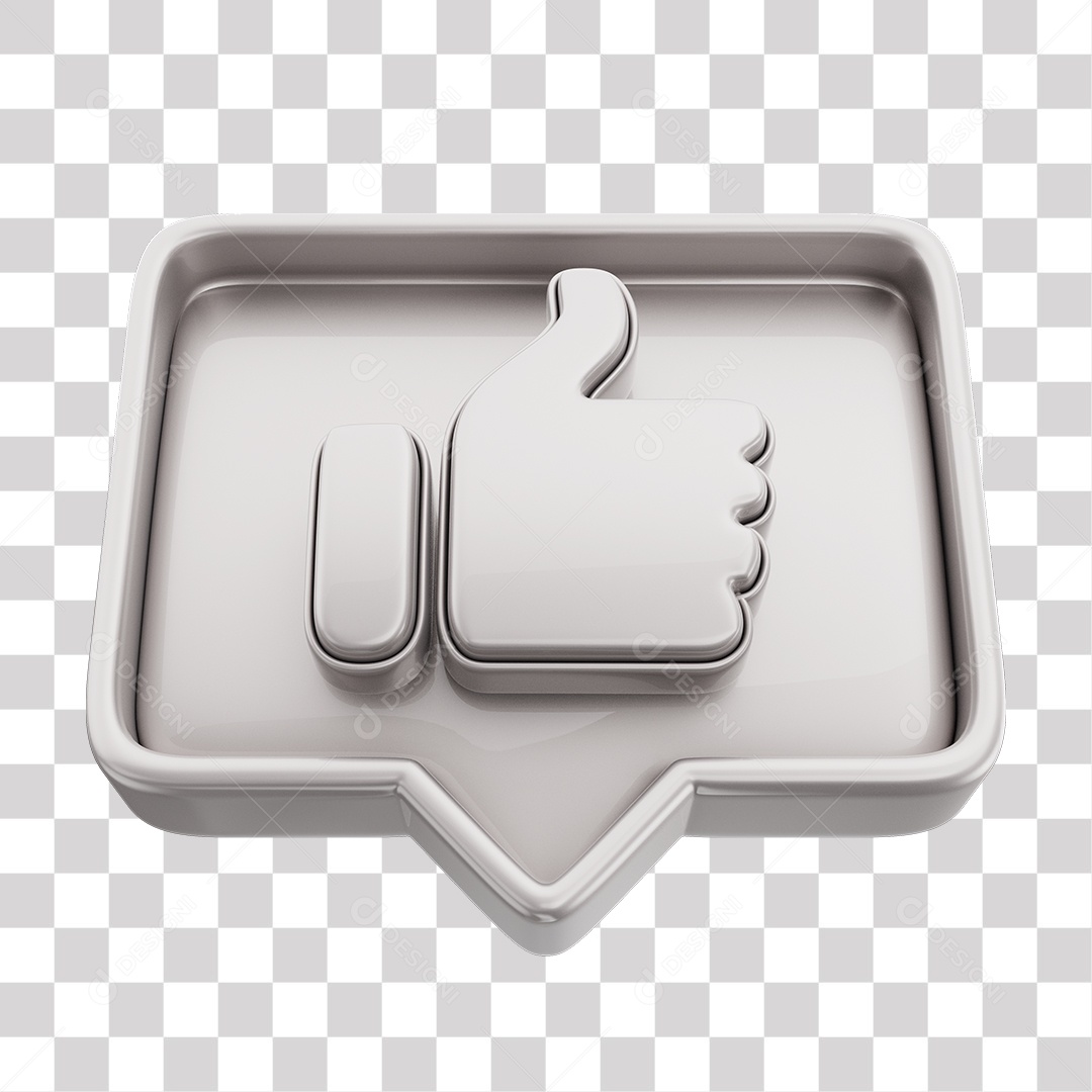 Emoji de Curtida Mão Branca Elemento 3D Para Composição PNG Transparente