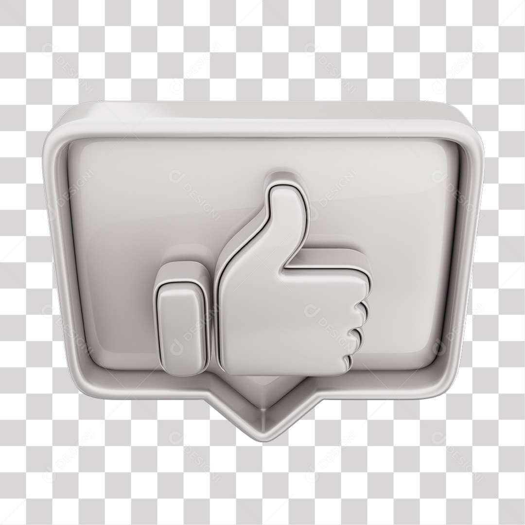 Emoji de Curtida Mão Branca Elemento 3D Para Composição PNG Transparente