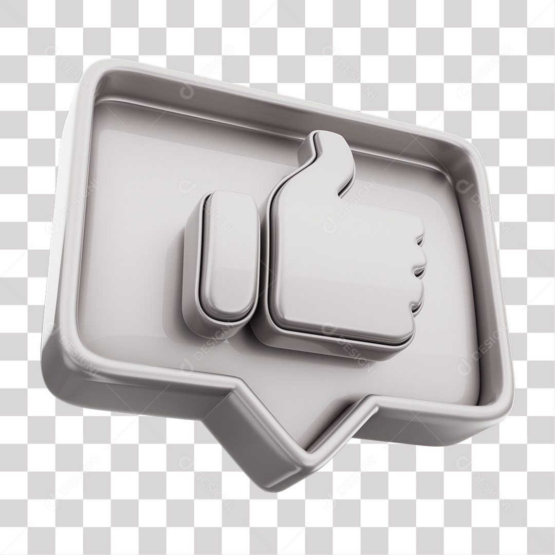 Emoji de Curtida Mão Branca Elemento 3D Para Composição PNG Transparente