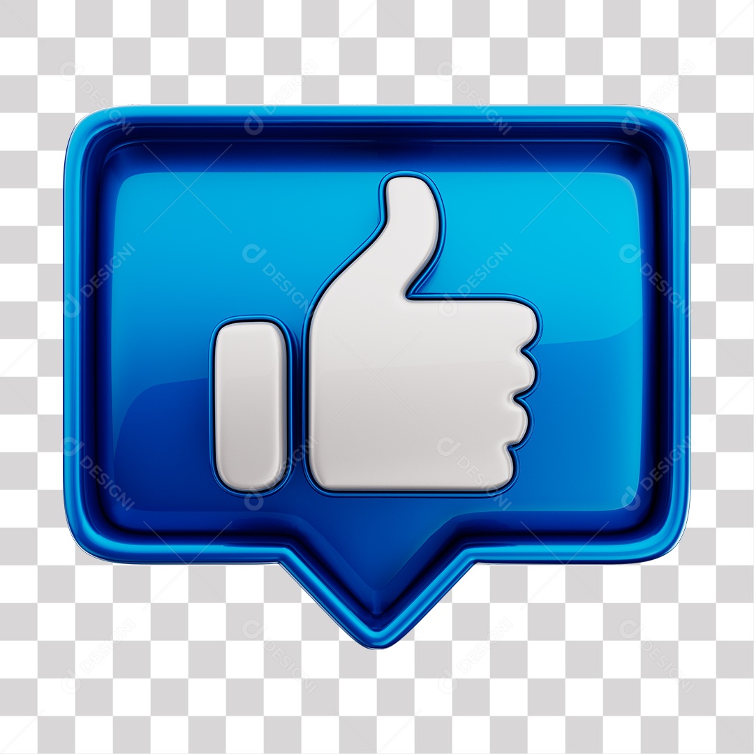 Emoji de Curtida Azul Mão Branca Elemento 3D Para Composição PNG Transparente