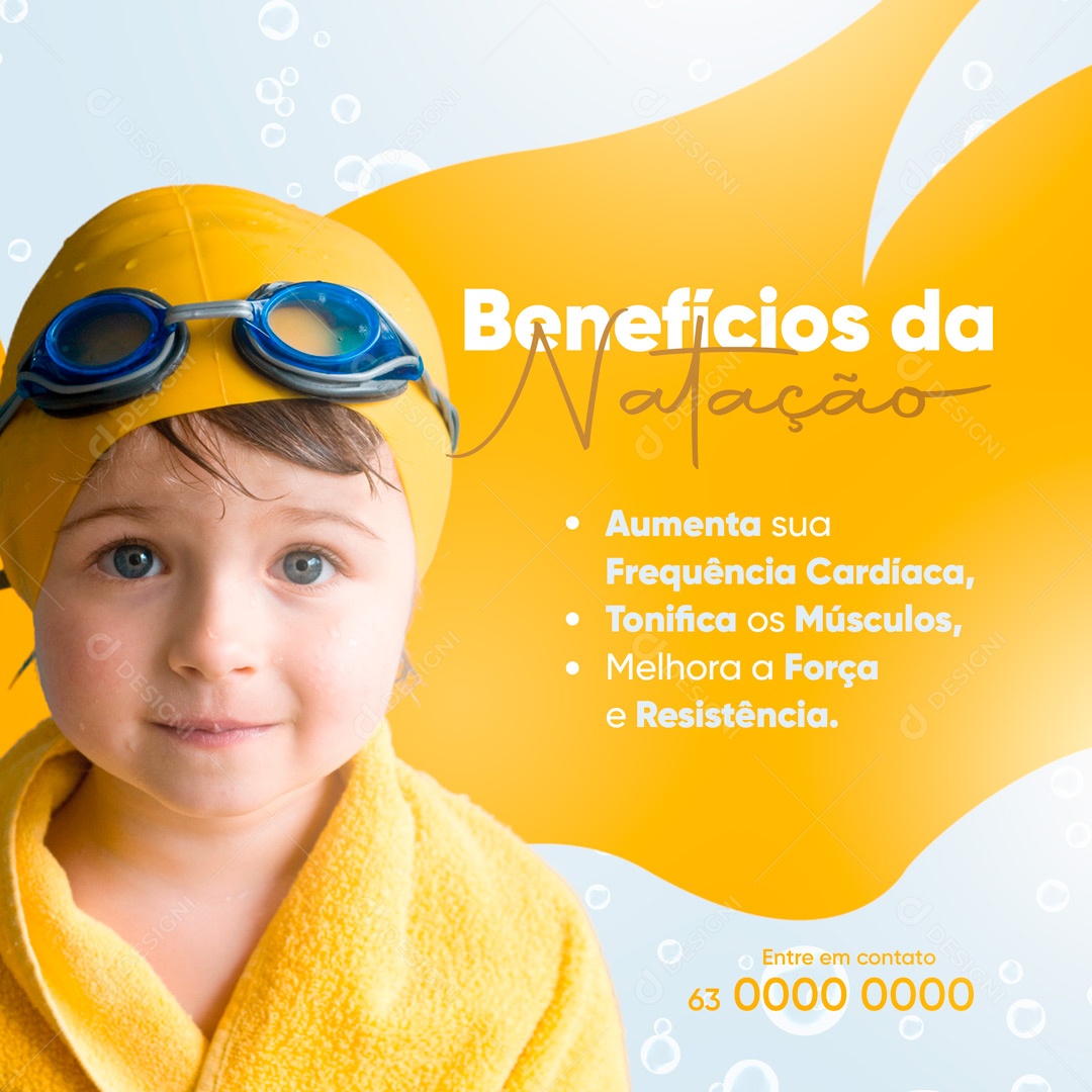 Social Media Benefícios da Natação PSD Editável