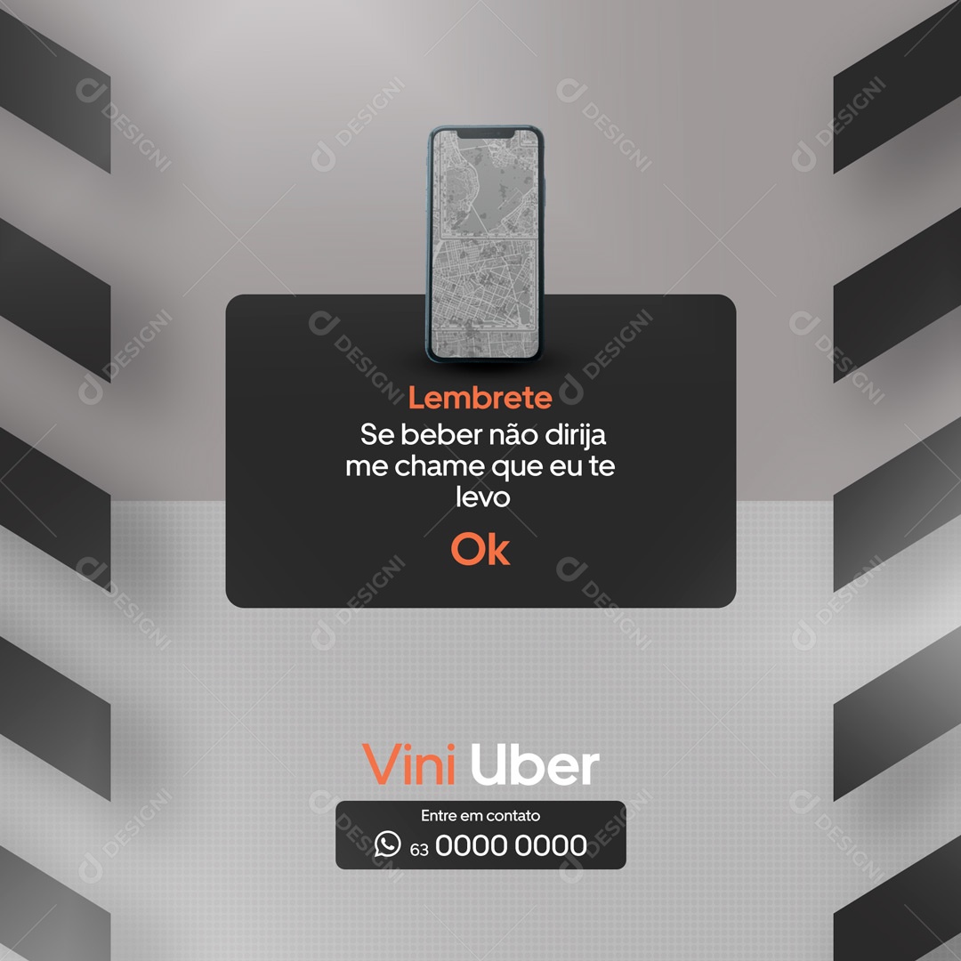 Social Media Lembrete Uber Motorista de Aplicativo PSD Editável