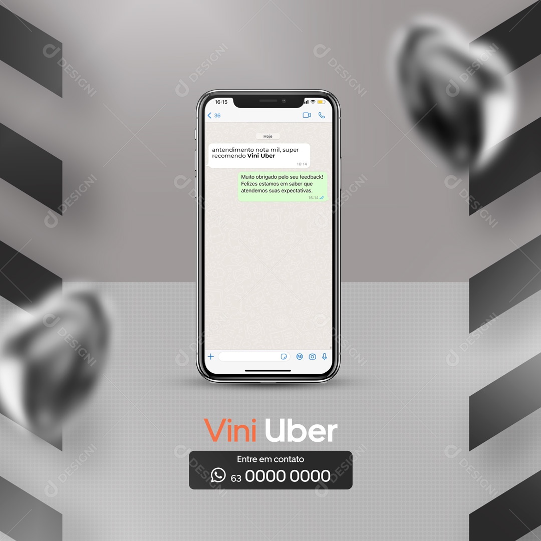 Social Media Feedback Uber Motorista de Aplicativo PSD Editável