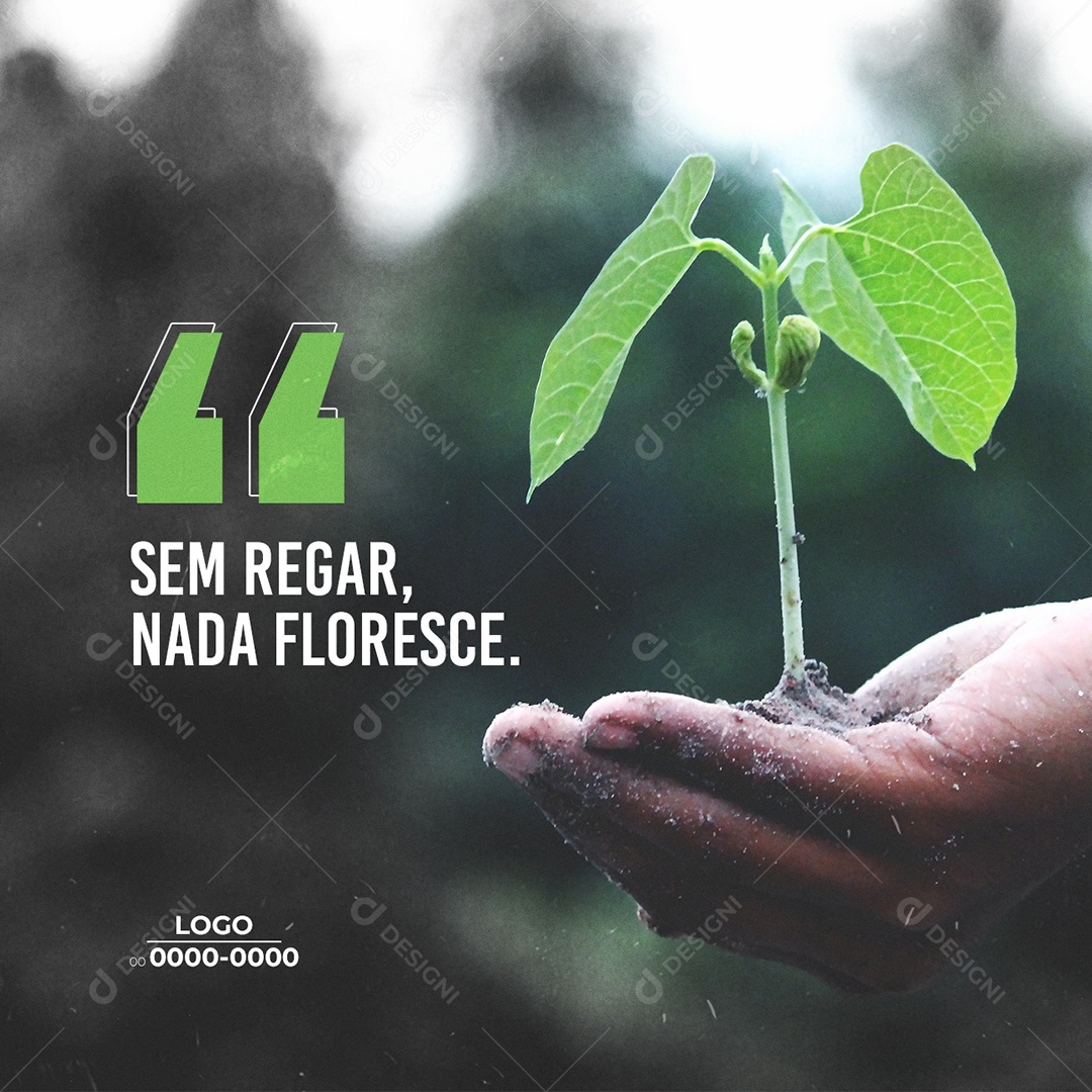 Sem Regar nada Floresce Frase Motivacional Social Media PSD Editável