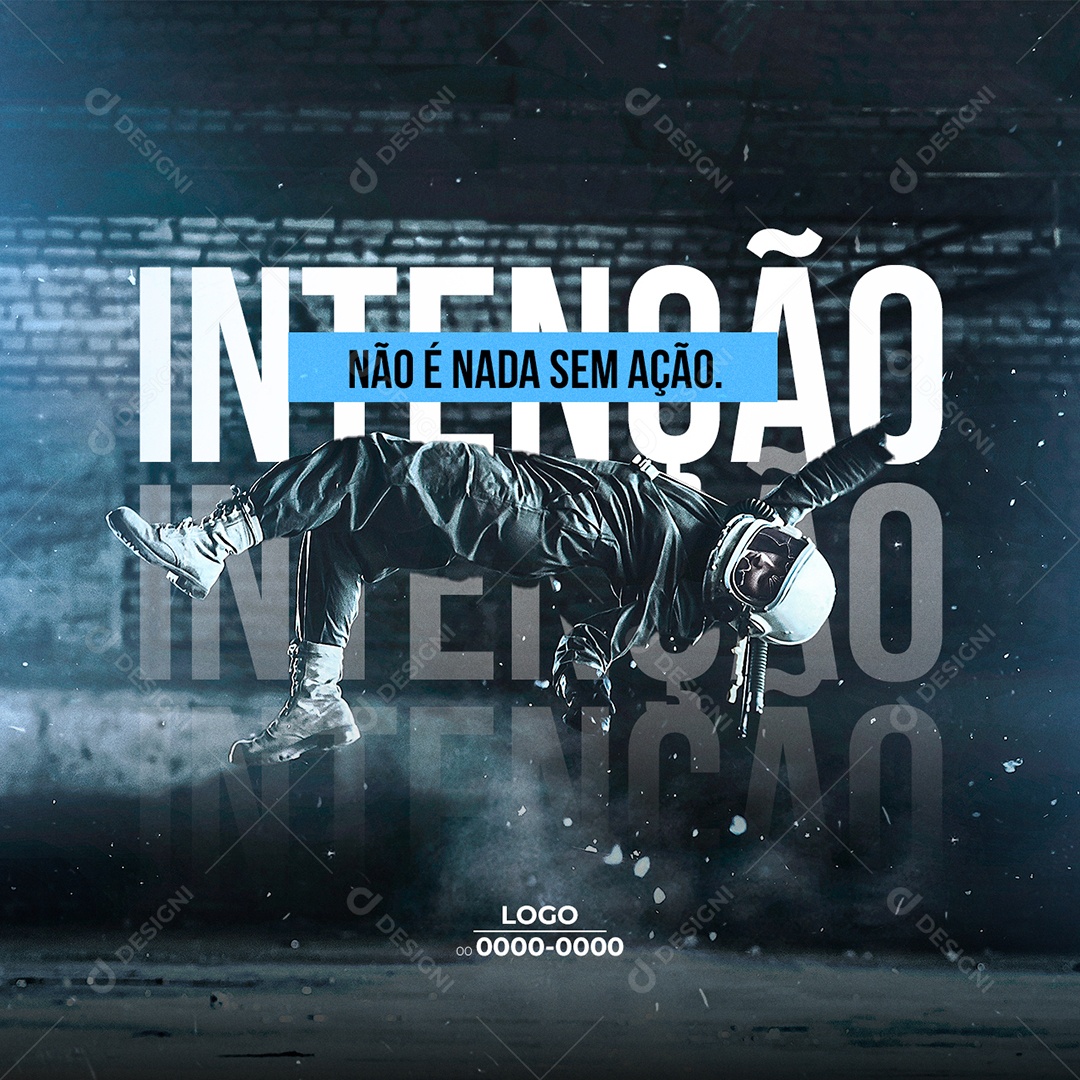 Intenção não é nada sem Ação Frase Motivacional Social Media PSD Editável