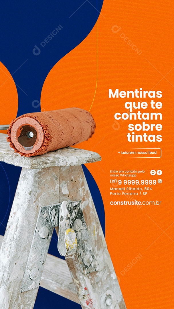 Story Mentiras que te contam sobre tintas Materiais De Construção Social Media PSD Editável