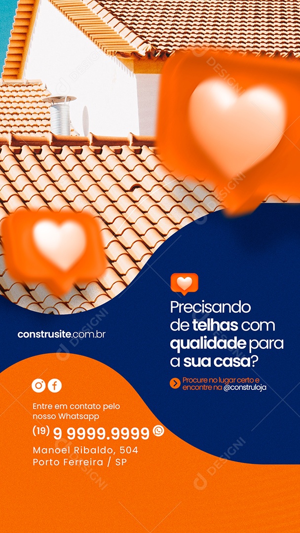 Story Precisando de telhas com qualidade para sua casa Materiais De Construção Social Media PSD Editável
