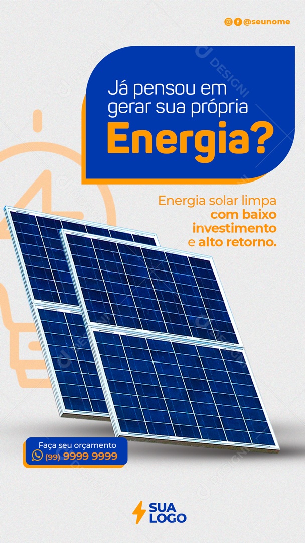 Já Pensou Em Gerar Sua Própria Energia Social Media PSD Editável