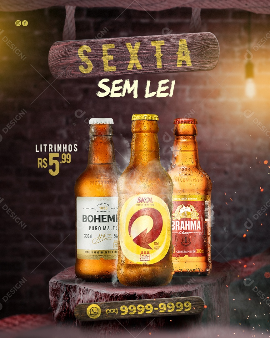 Sexta Sem Lei Promoção Em Cervejas Social Media PSD Editável
