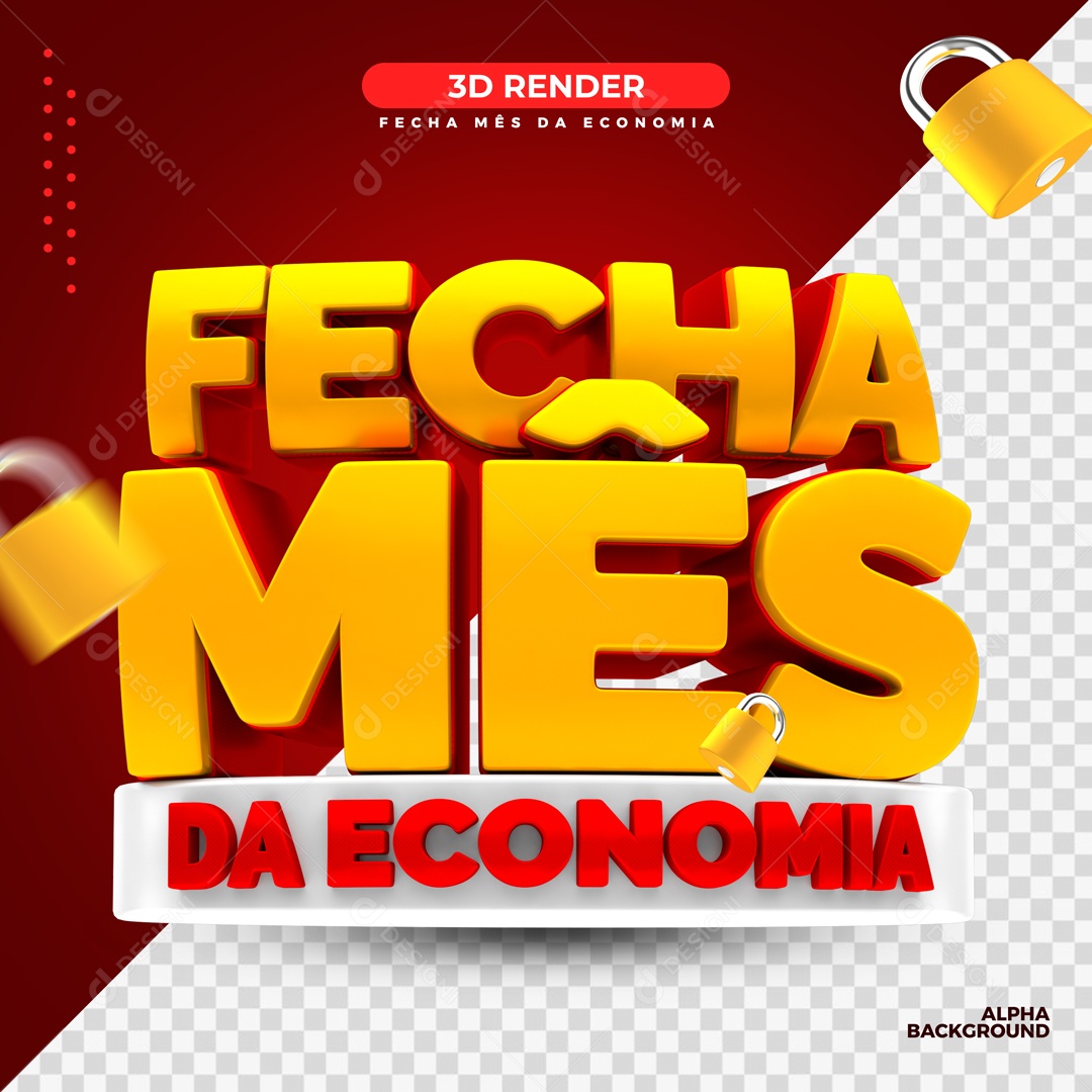 Texto 3D Para Composição Fecha Mês Da Economia PSD