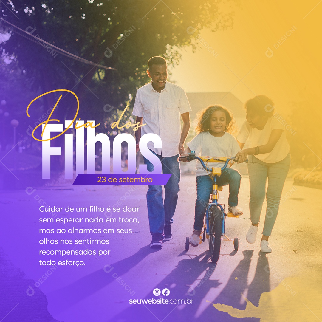 Cuidar de um Filho é se Doar sem esperar nada em Troca Dia dos Filhos Social Media PSD Editável