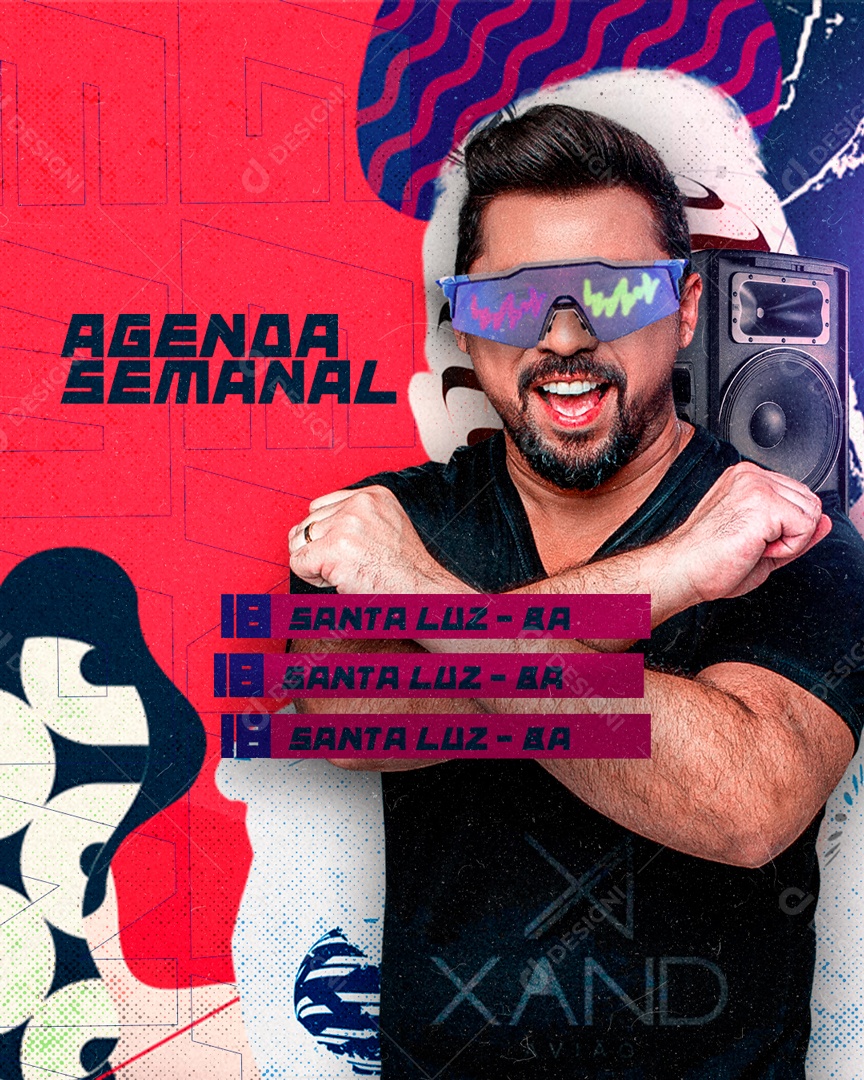 Flyer Agenda Semanal Xand Avião Social Media PSD Editável