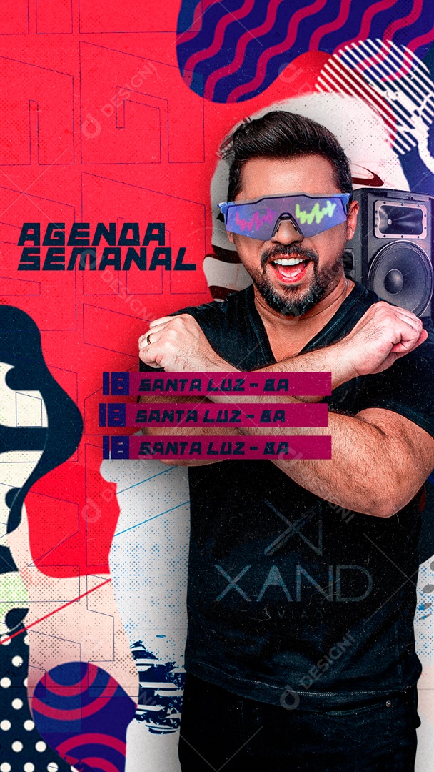 Flyer Agenda Semanal Xand Avião Social Media PSD Editável