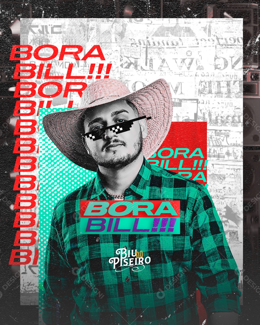 Flyer Bora Bill Biu Do Peseiro Forró Social Media PSD Editável