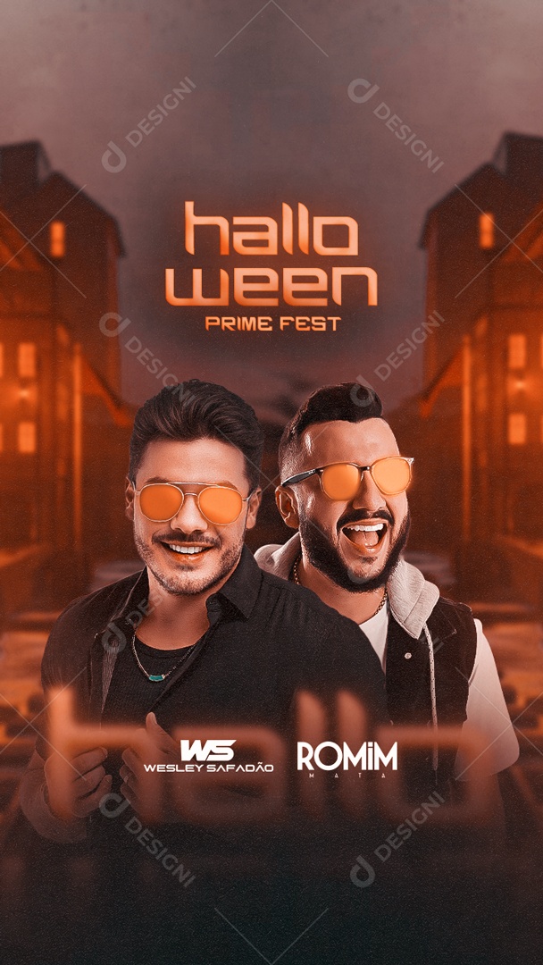 Flyer Halloween Com Wesley Safadão e Romim Shows Social Media PSD Editável