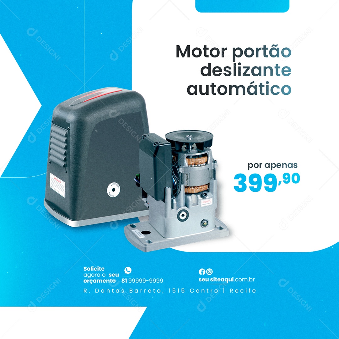 Motor Portão deslizante Automático Serralheria Social Media PSD Editável