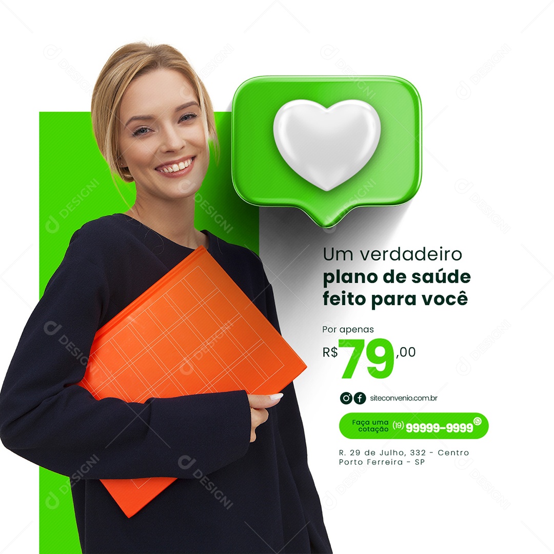 Um Verdadeiro Plano de Saúde feito para você Convênio Médico Social Media PSD Editável