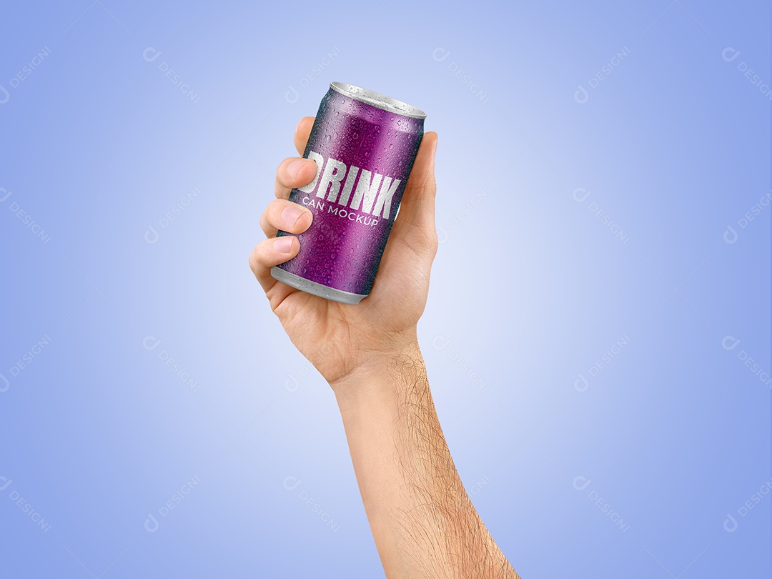 Lata Mockup Bebida na Mão 220ML Gotas PSD