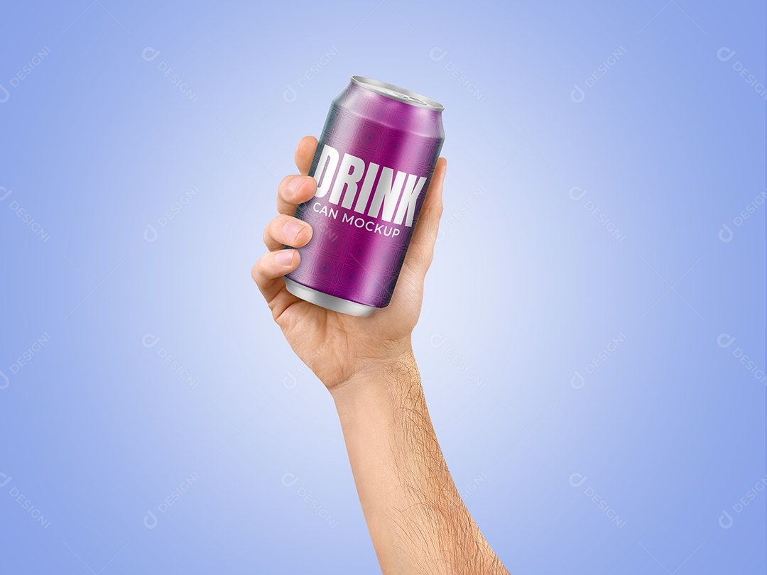 Lata Mockup Bebida na Mão 350ML PSD