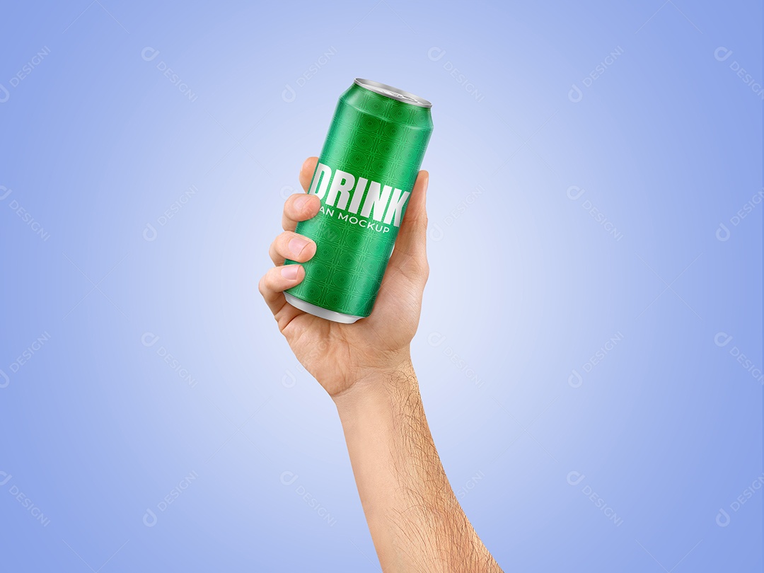 Lata Mockup Bebida na Mão 473ML PSD