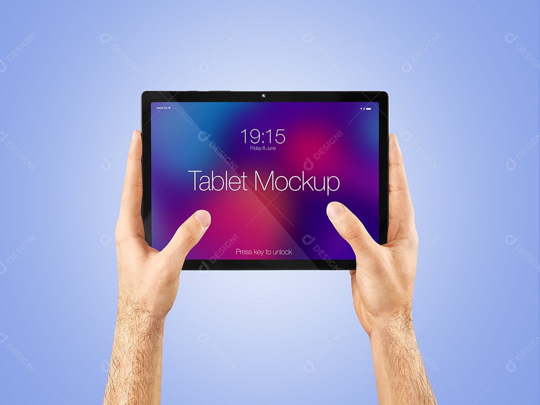 Tablet Mockup na Mão Dedo Tela PSD