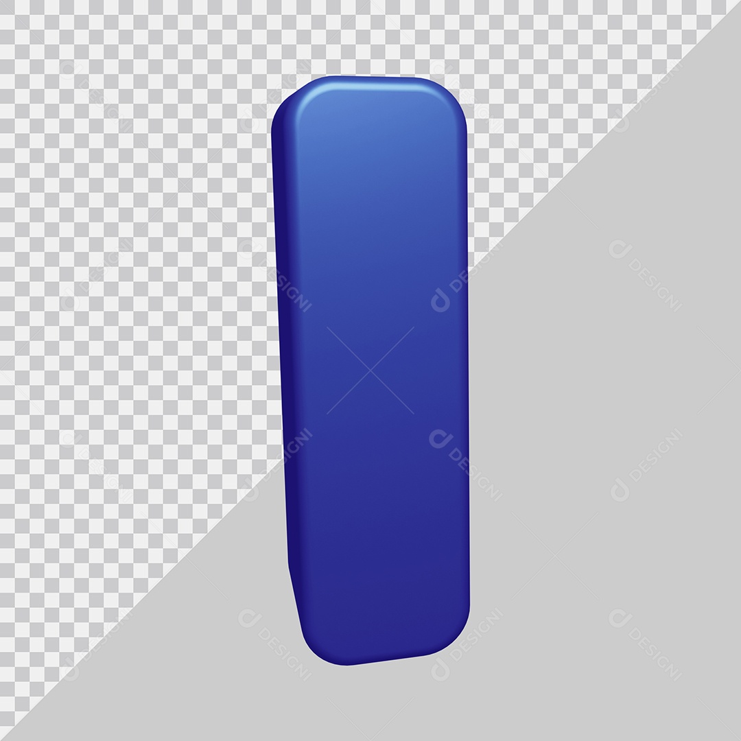 Letra I Maiúscula Azul 3D Para composição PSD