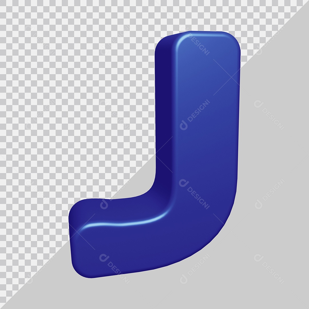 Letra J Maiúscula Azul 3D Para composição PSD