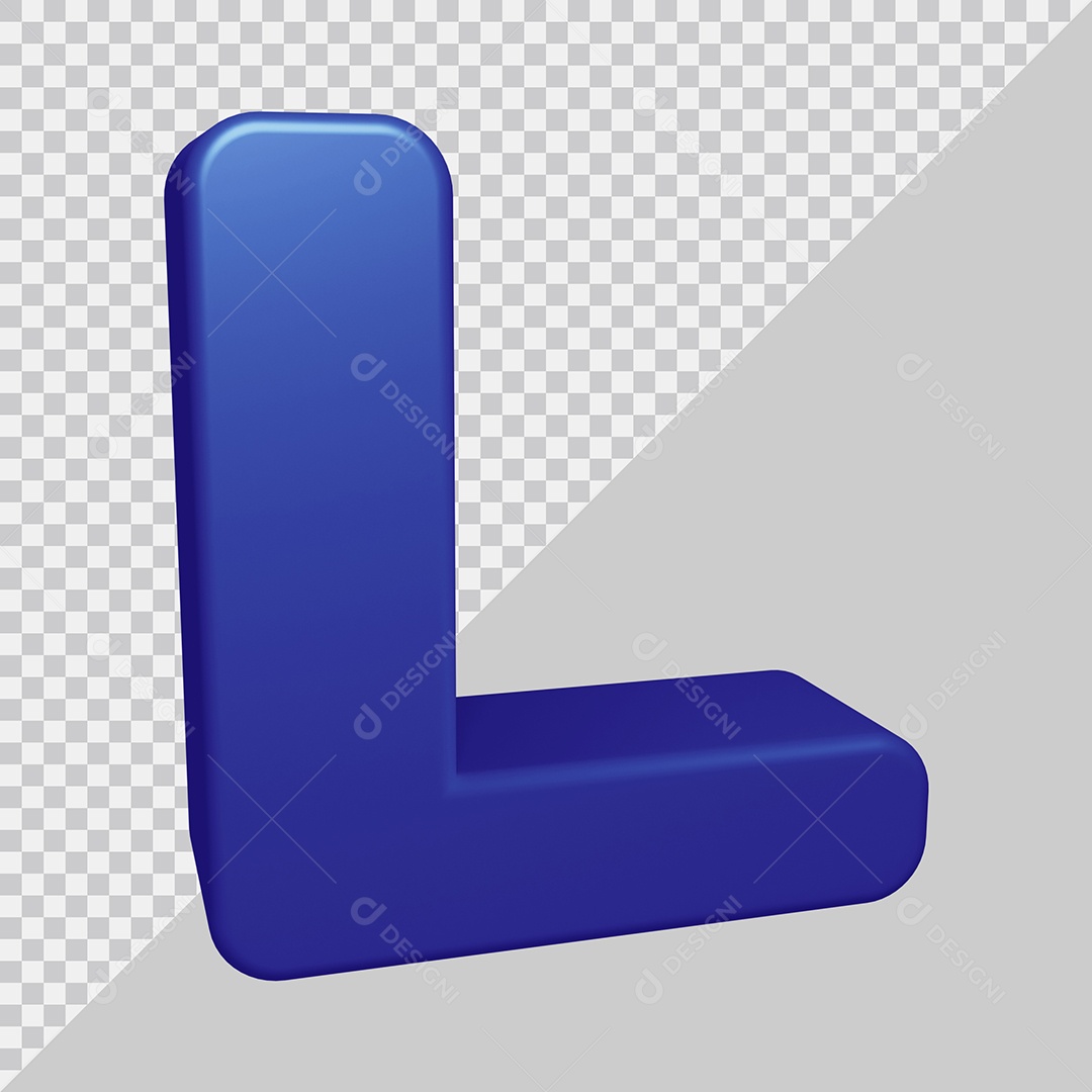 Letra L Maiúscula Azul 3D Para composição PSD