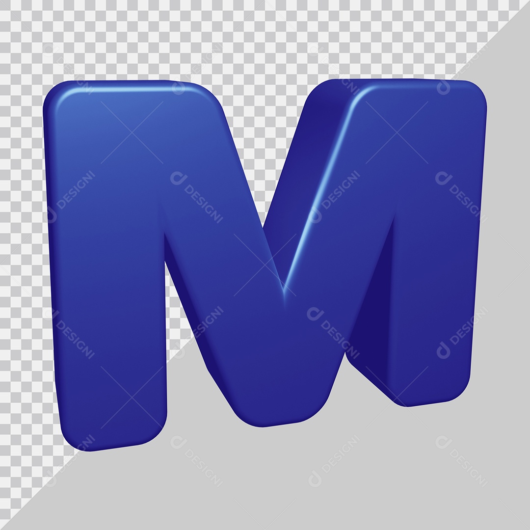 Letra M Maiúscula Azul 3D Para composição PSD