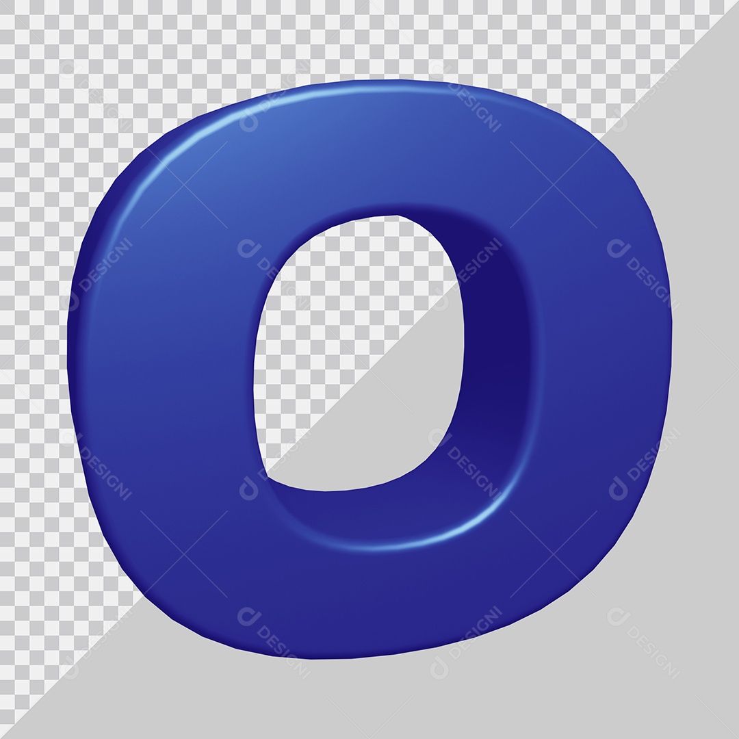 Letra O Maiúscula Azul 3D Para composição PSD