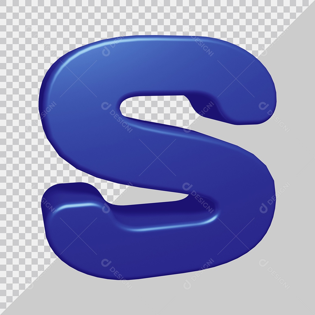 Letra S Maiúscula Azul 3D Para composição PSD