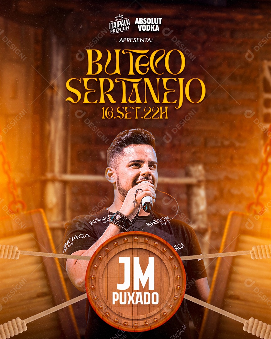 Flyer Show Boteco Sertanejo JM Puxado Social Media PSD Editável