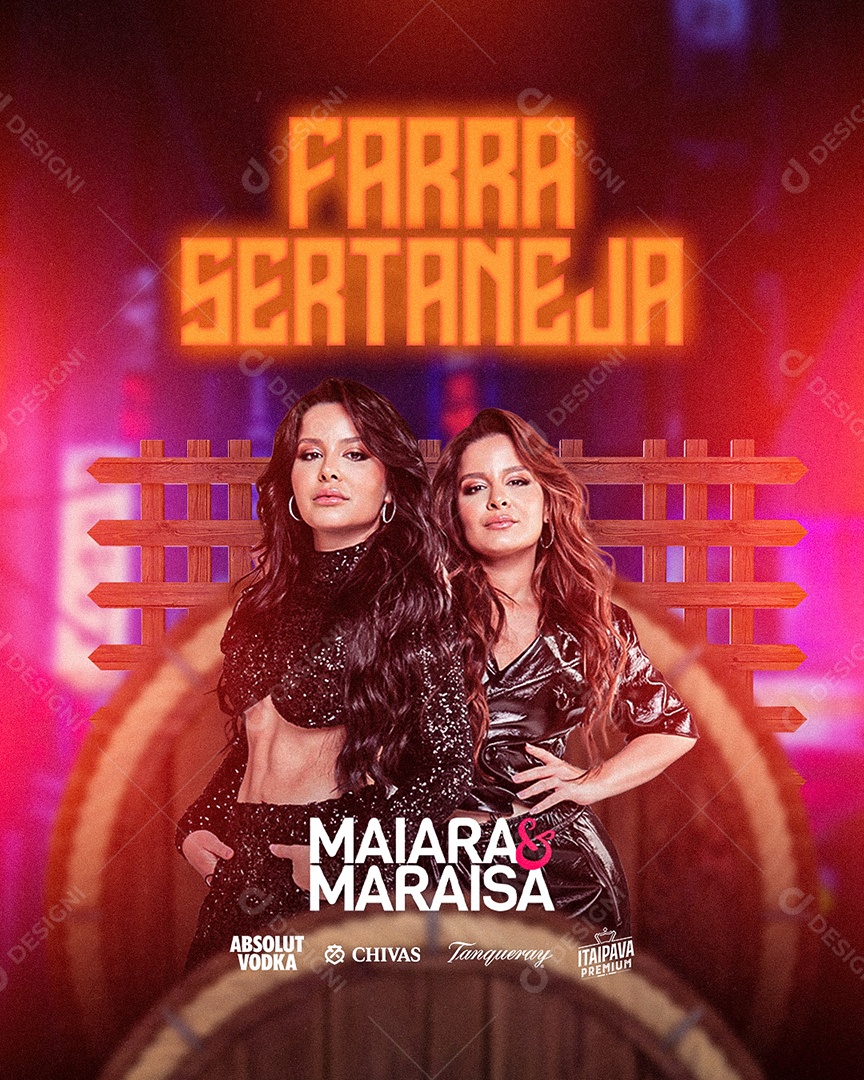 Flyer Show Farra Sertaneja Maira e Maraisa Social Media PSD Editável