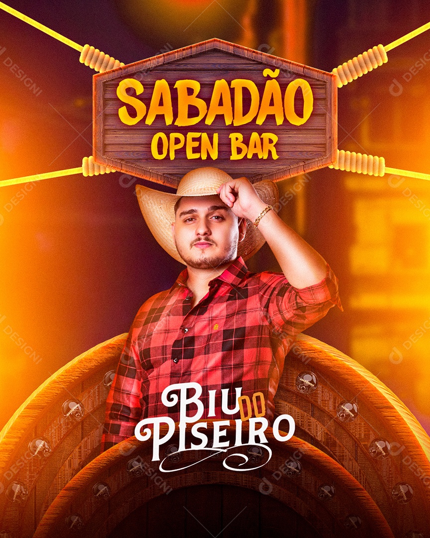 Flyer Show Sabadão Opem Bar Biu do Piseiro Social Media PSD Editável